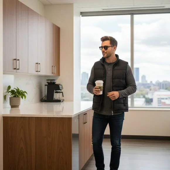 American Rag Vest Size L Sleeveless Puffer Black Full Zip - Picture 6 of 7